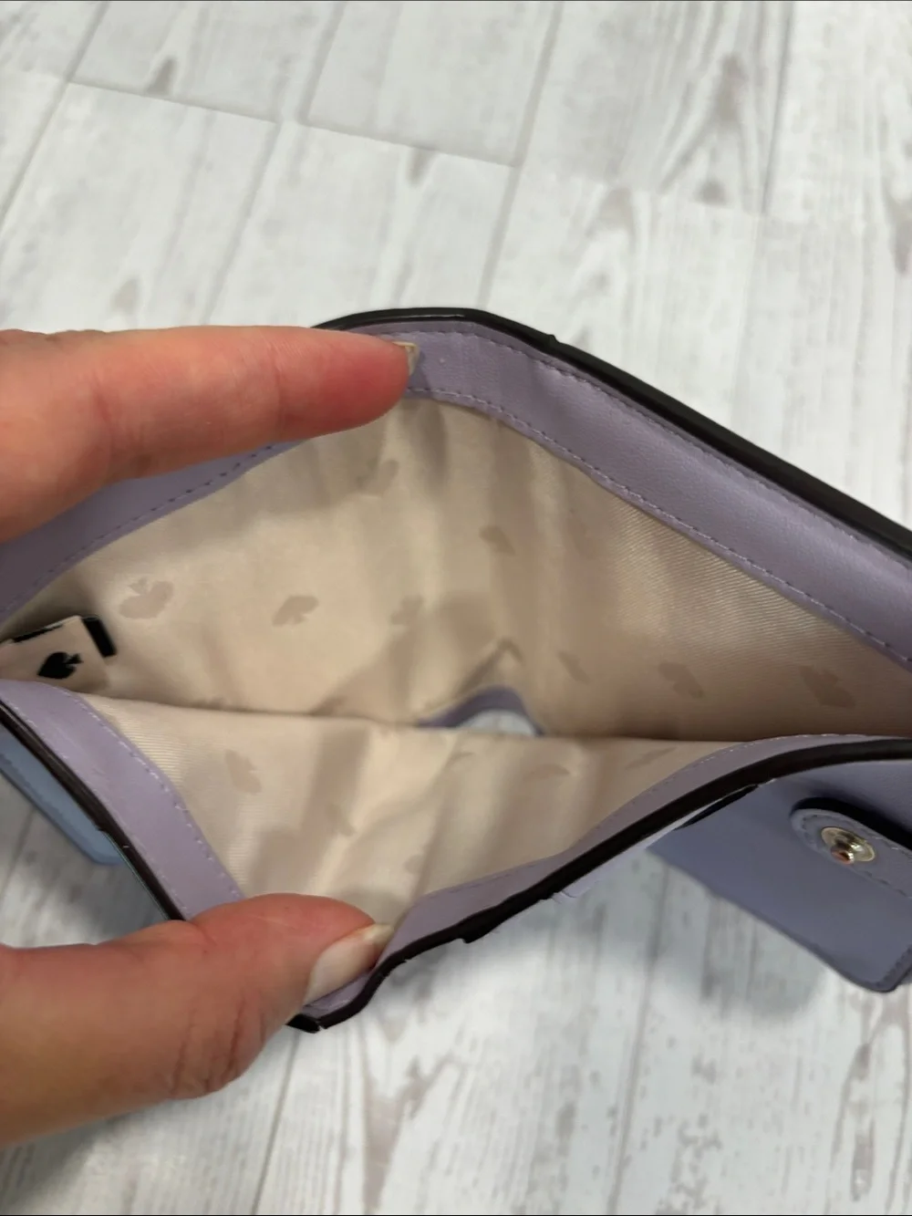 kate spade Lilac Zip Around Compact Wallet with Gold Logo